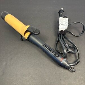 CHI Ceramic Curling Iron 1.5 Inch CA2306 Carbon Black Tan Barrel Large